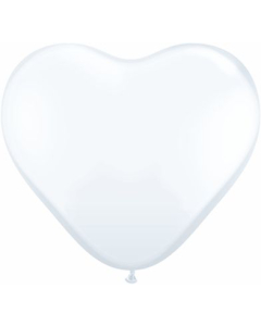 Qualatex 6" inch White Heart Latex Balloons (100 Count)