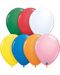 Qualatex Standard Assortment with White 11" Latex Balloons 100ct