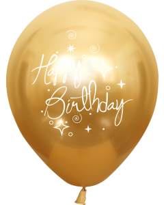 Kalisan 12" Mirror Happy Birthday Gold Color Latex Balloons (25 count)
