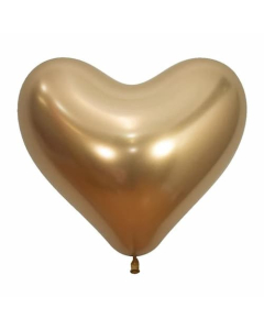 Sempertex 14" Reflex Gold Heart Latex Balloons 50ct