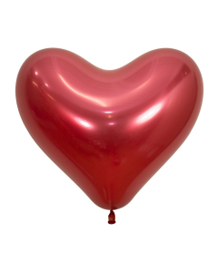 Sempertex 14" Reflex Crystal Red Heart Latex Balloons 50ct