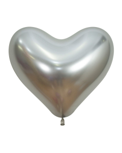 Sempertex 14" Reflex Silver Heart Latex Balloons (50 count)