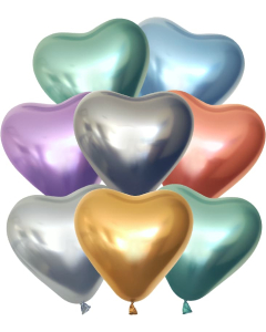 Kalisan 12" Mirror  Chrome Assorted Heart Latex Balloons 50ct